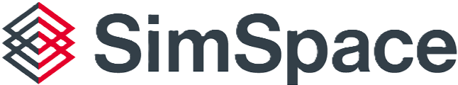 SimSpace logo with stylised geometric shape and text.