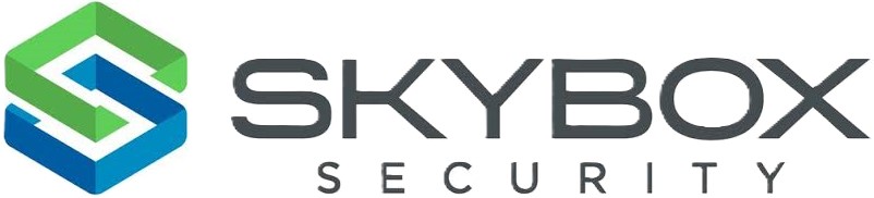 Skybox Security logo with stylised overlapping S shapes in green and blue to the left of the bold black text 'SKYBOX SECURITY'.