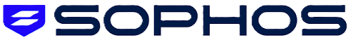 Sophos company logo featuring a blue shield with a white stylized S and the word Sophos in bold navy blue letters to the right.