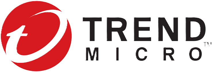 Trend Micro company logo with a stylized white letter t forming a swirl inside a red circle to the left of the text.