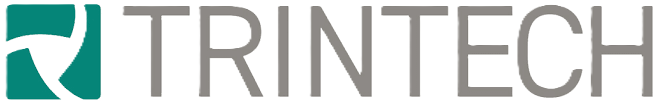 Trintech company logo with a stylized white abstract shape inside a teal square next to the word TRINTECH in grey uppercase letters.