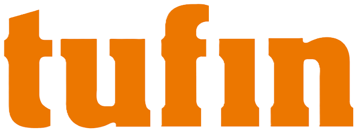The word 'tufin' in bold, lowercase orange letters on a white background.