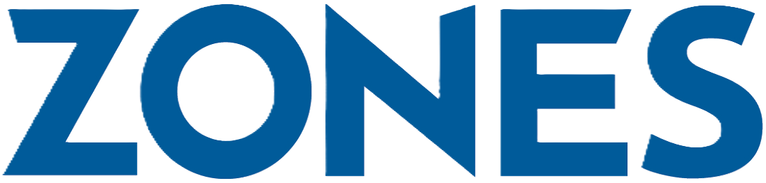 The word ZONES in large bold blue capital letters.