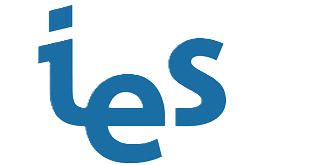Logo with lowercase letters 'ies' in blue, with the 'i' stylized as a vertical bar and a diagonal rectangle above it.
