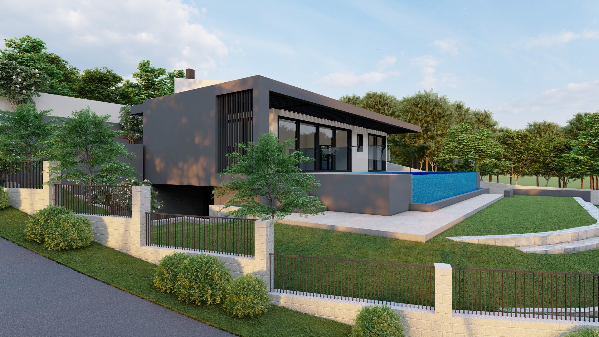 Lote 1V, moradia e muro de vedação