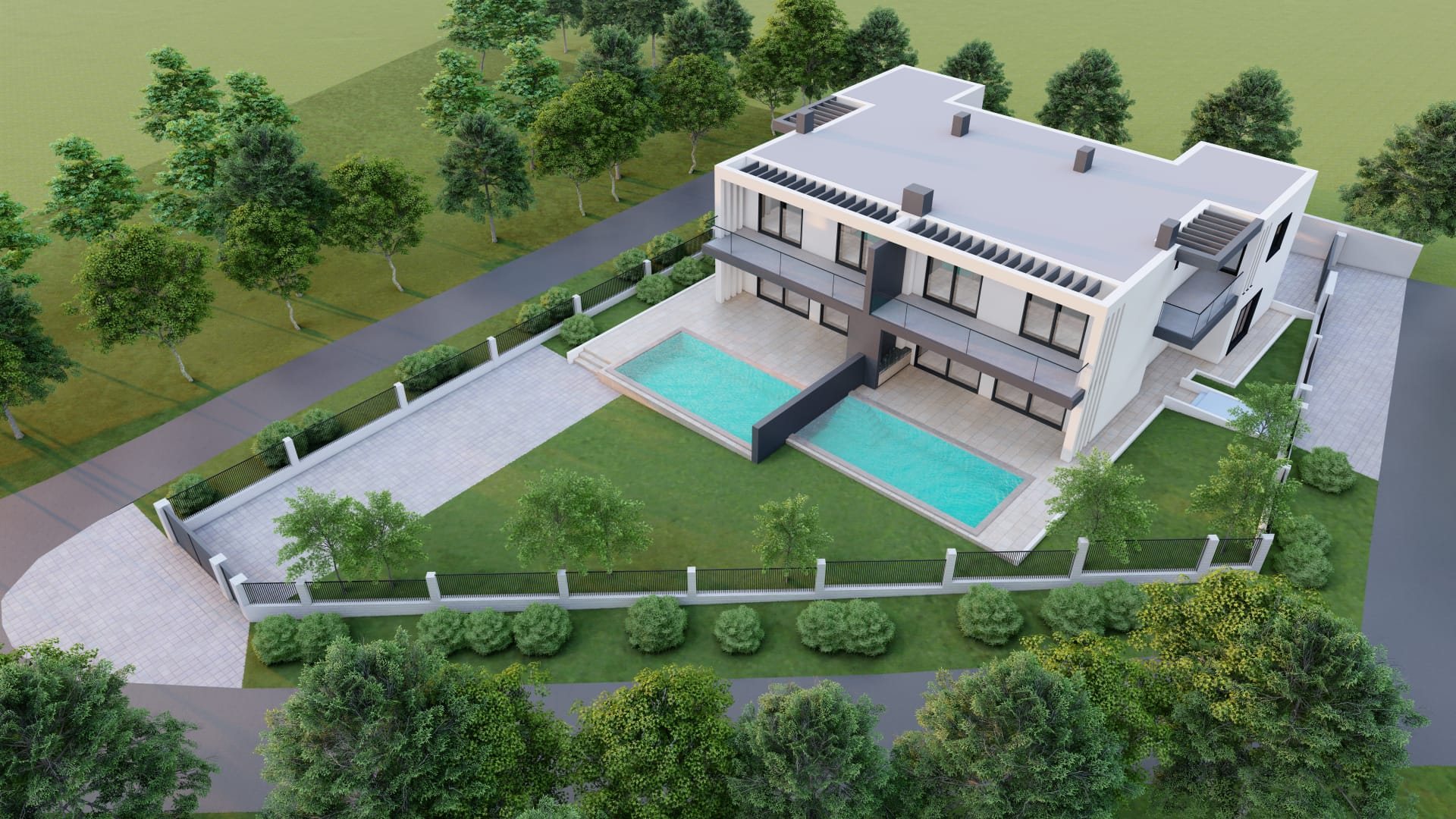 Lote 2V, vista aérea com piscinas