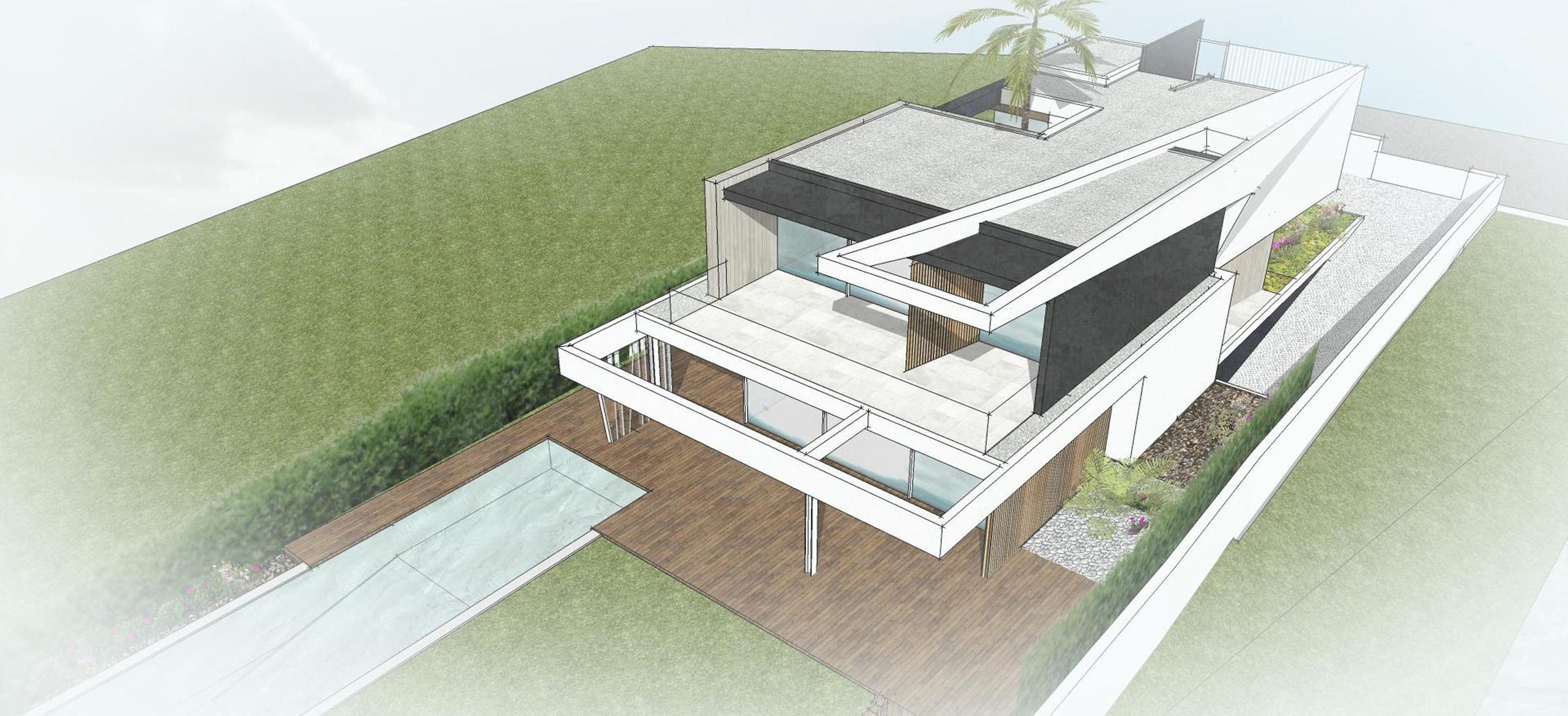 Sesmarias, terraços e piscina