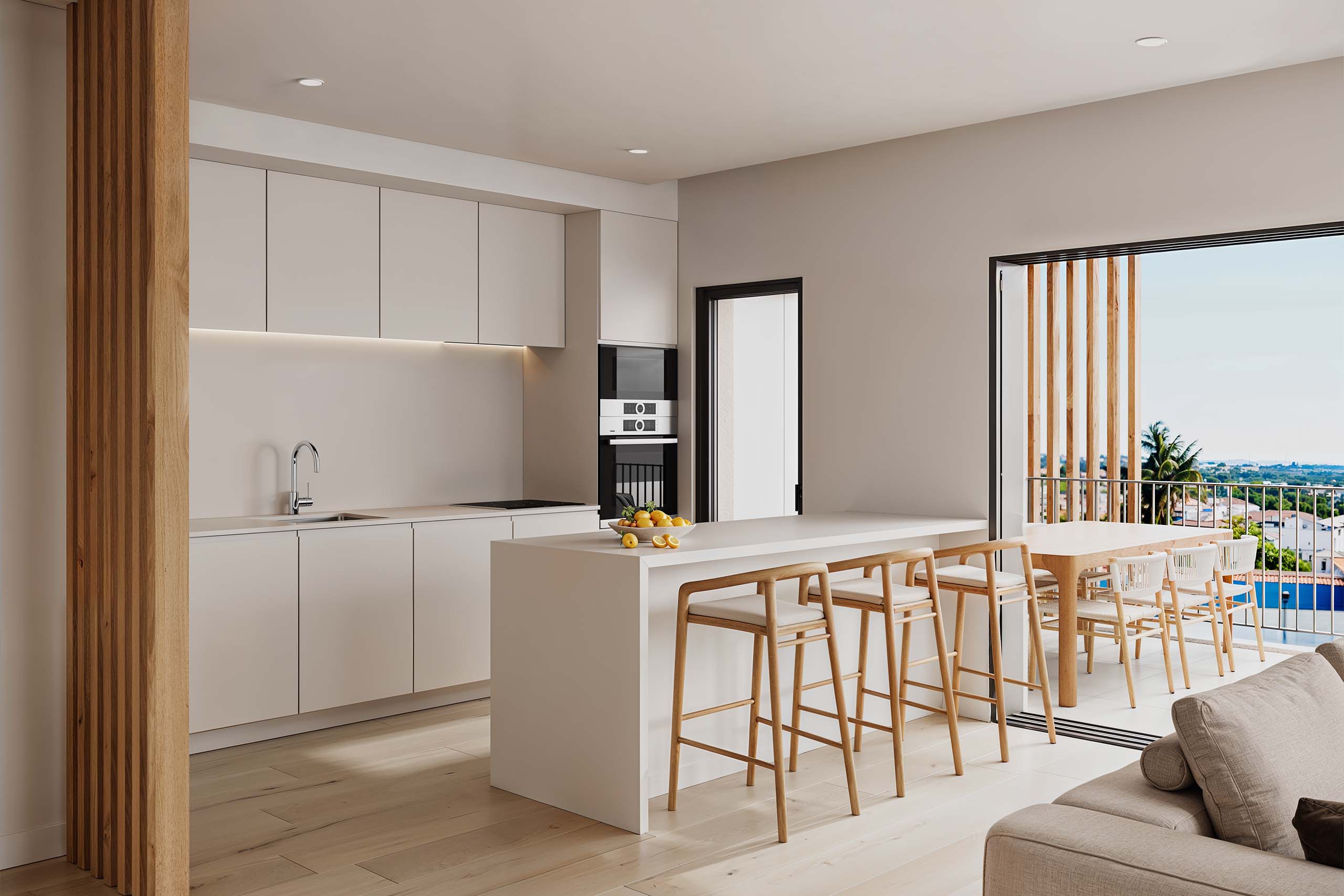 Oasis, cozinha com balcão de refeições