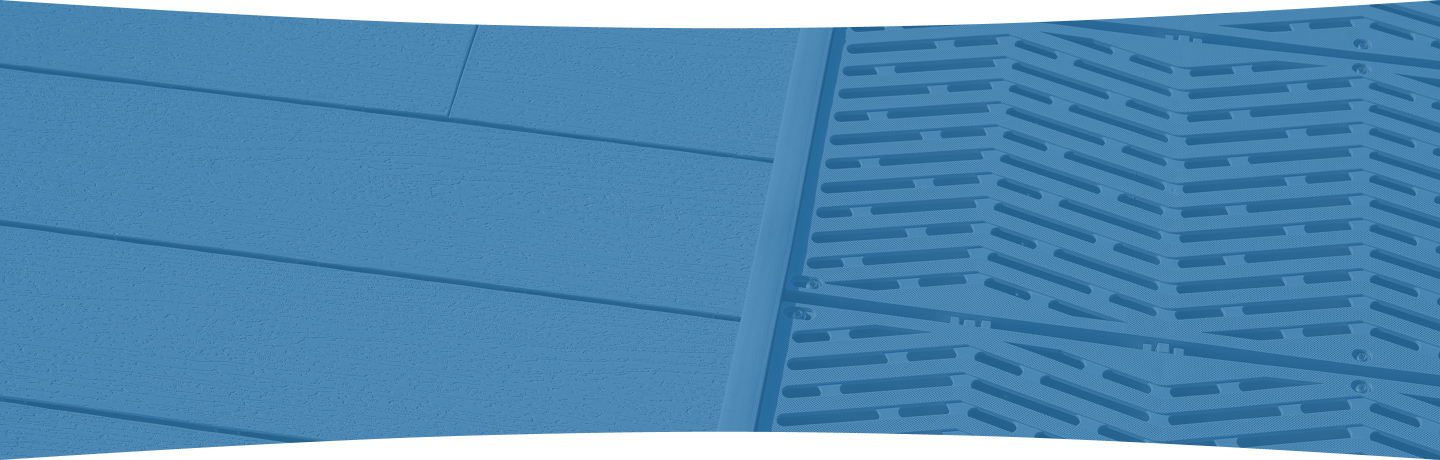 Stack of angled plastic grates in increasing shades from gray to brown on a black background.