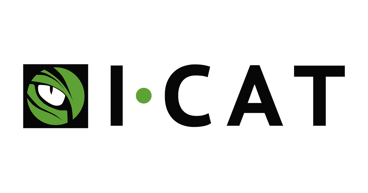 Logo with a stylized green cat eye inside a black square followed by text 'I CAT'.