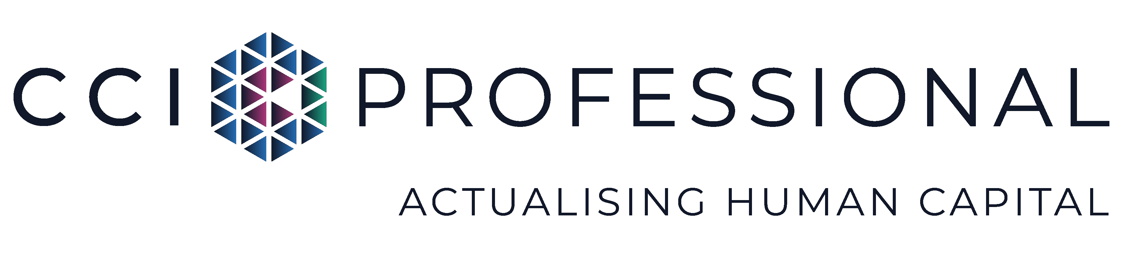 CCI Professional logo with geometric shapes and the slogan Actualising Human Capital.