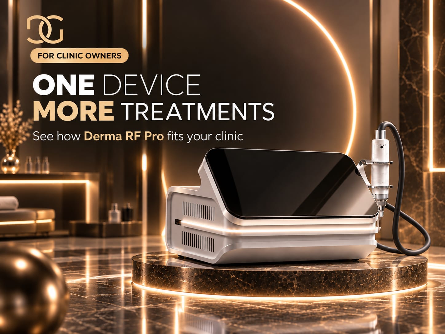 Practitioner treating a client's face with the Derma R|F Pro handpiece