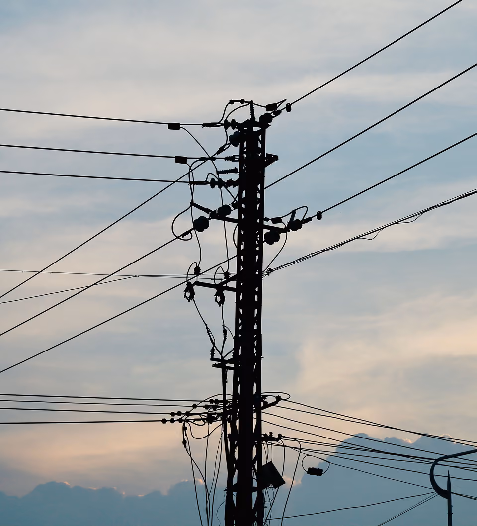 power lines sunset