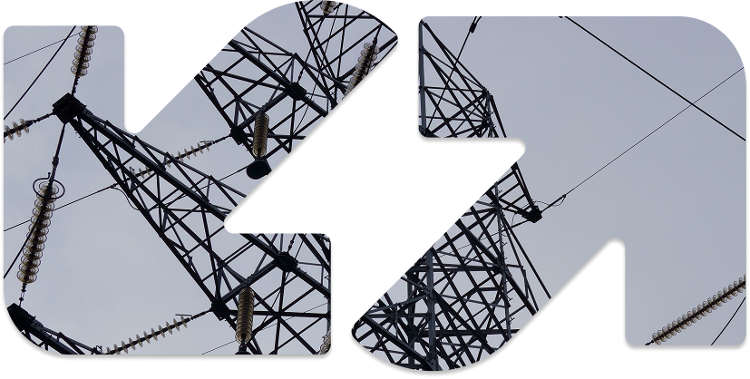 arrows with power lines and the sky