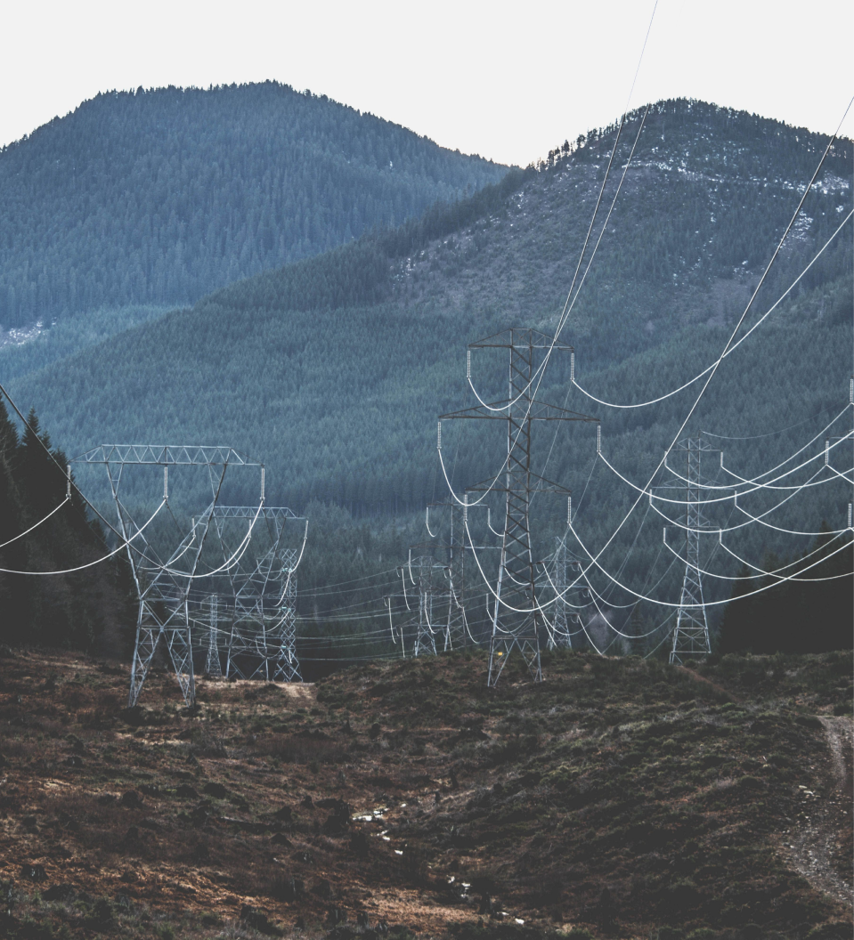 power lines and mountain