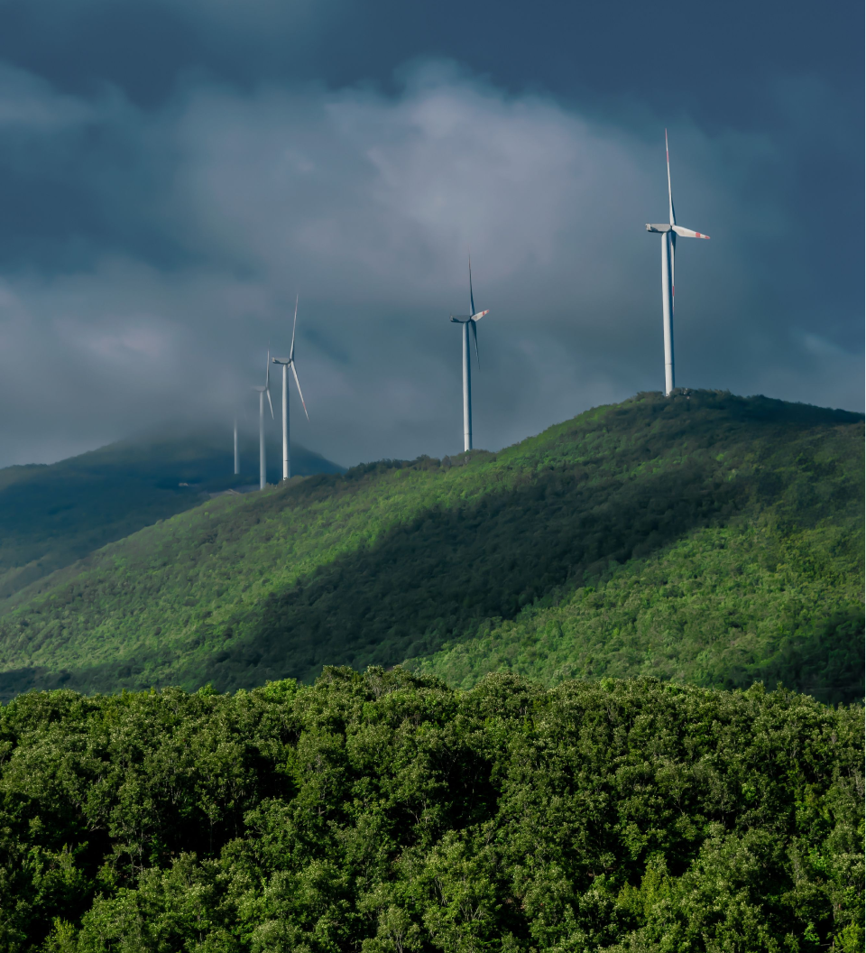 windmills on a mountain range