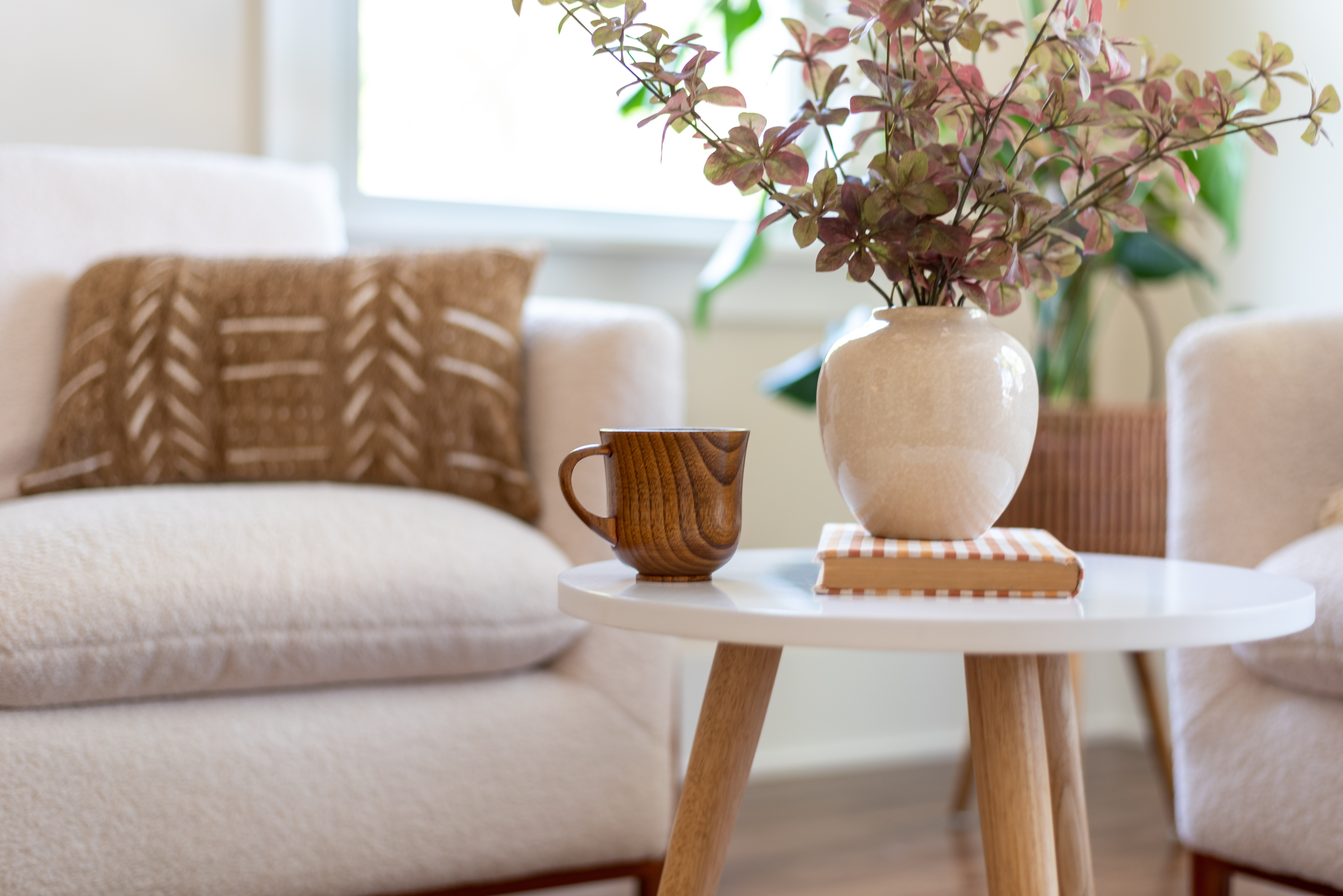 Couch with side table stock image