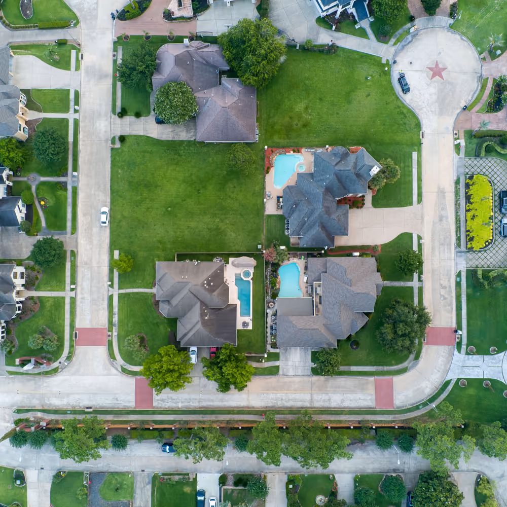 aerial of plano texas neighborhood
