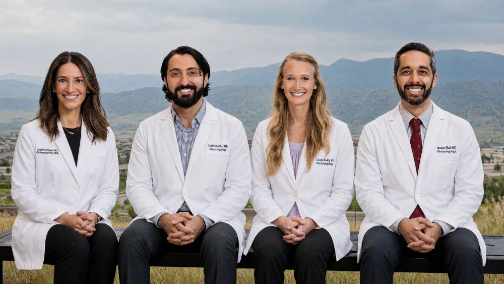 Dr. Isabel Fairmont, Dr. Maheep Sohal, Dr. Laura Roddy, and Dr. Manan Shah of The Colorado Ear, Nose and Throat Group