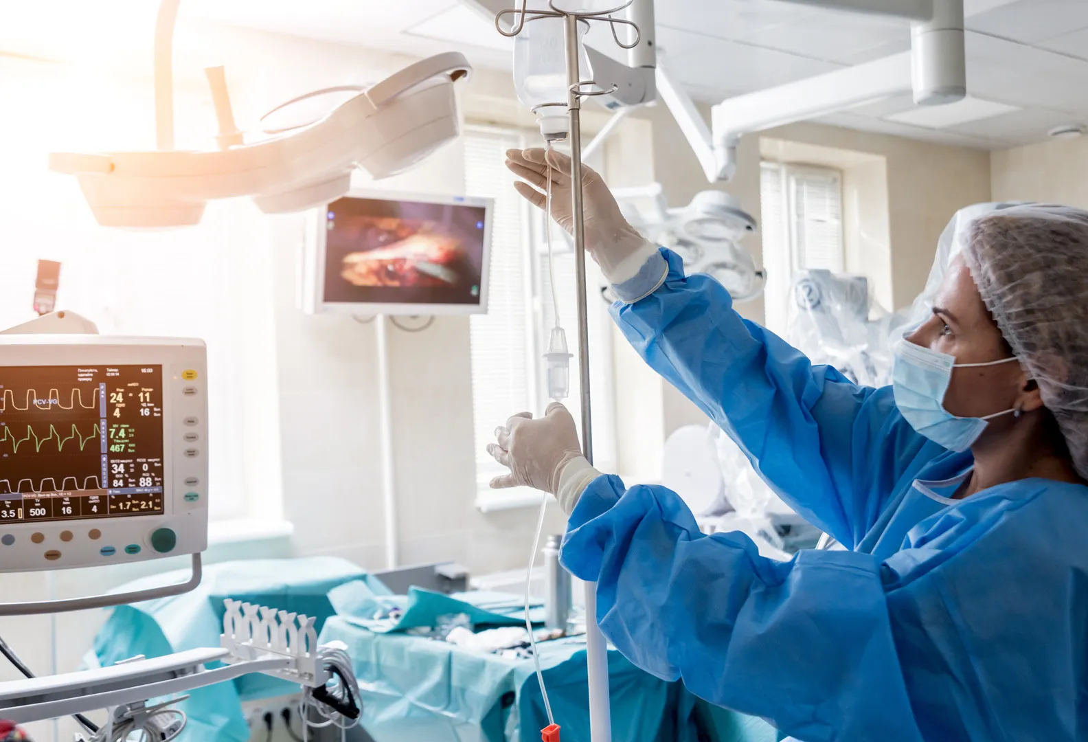IV line placed in a patient's arm before sedation dentistry treatment