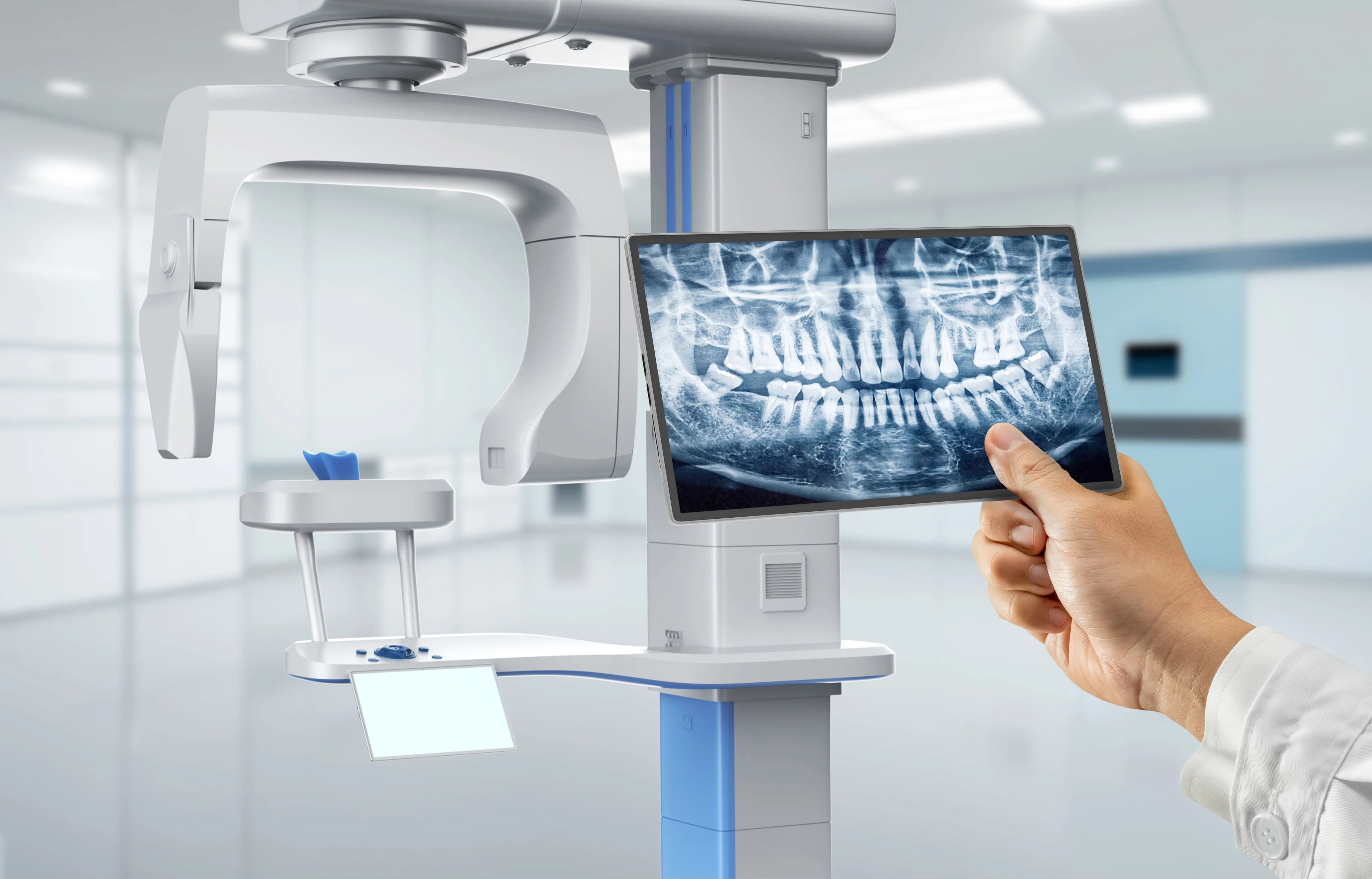 Dental sensor being positioned for a digital X-ray at Dentiq Dentistry Houston