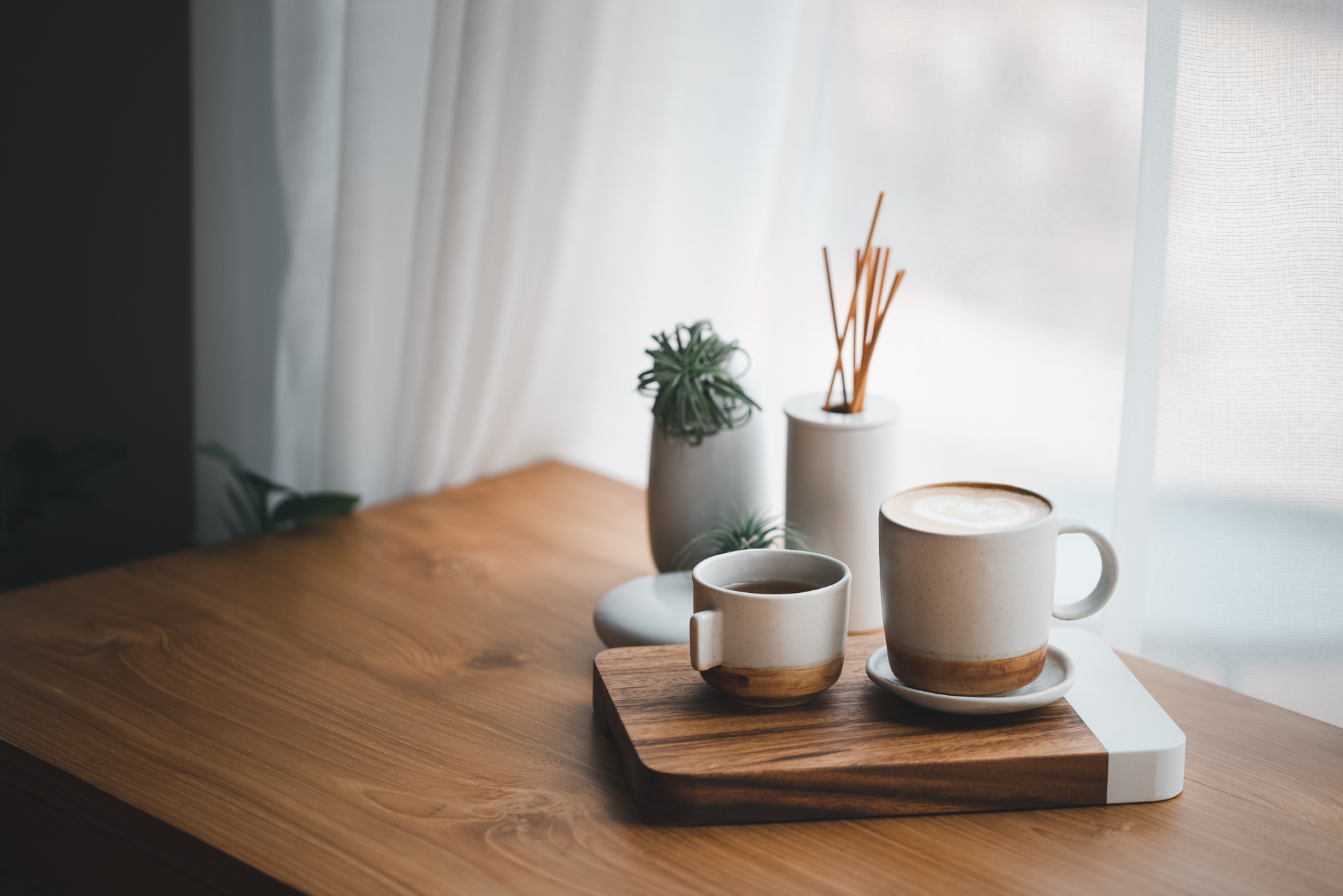 Table with coffee mug stock image