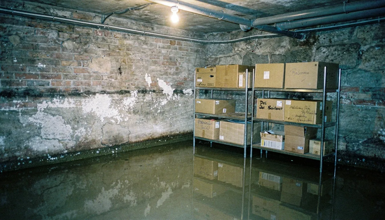 Überfluteter Kellerraum nach einem Wasserschaden