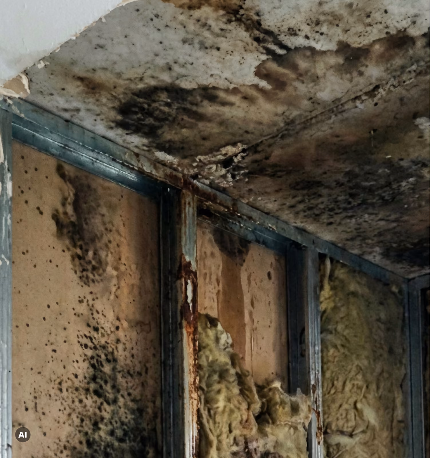 Schimmel an der Decke nach einem Wasserschaden