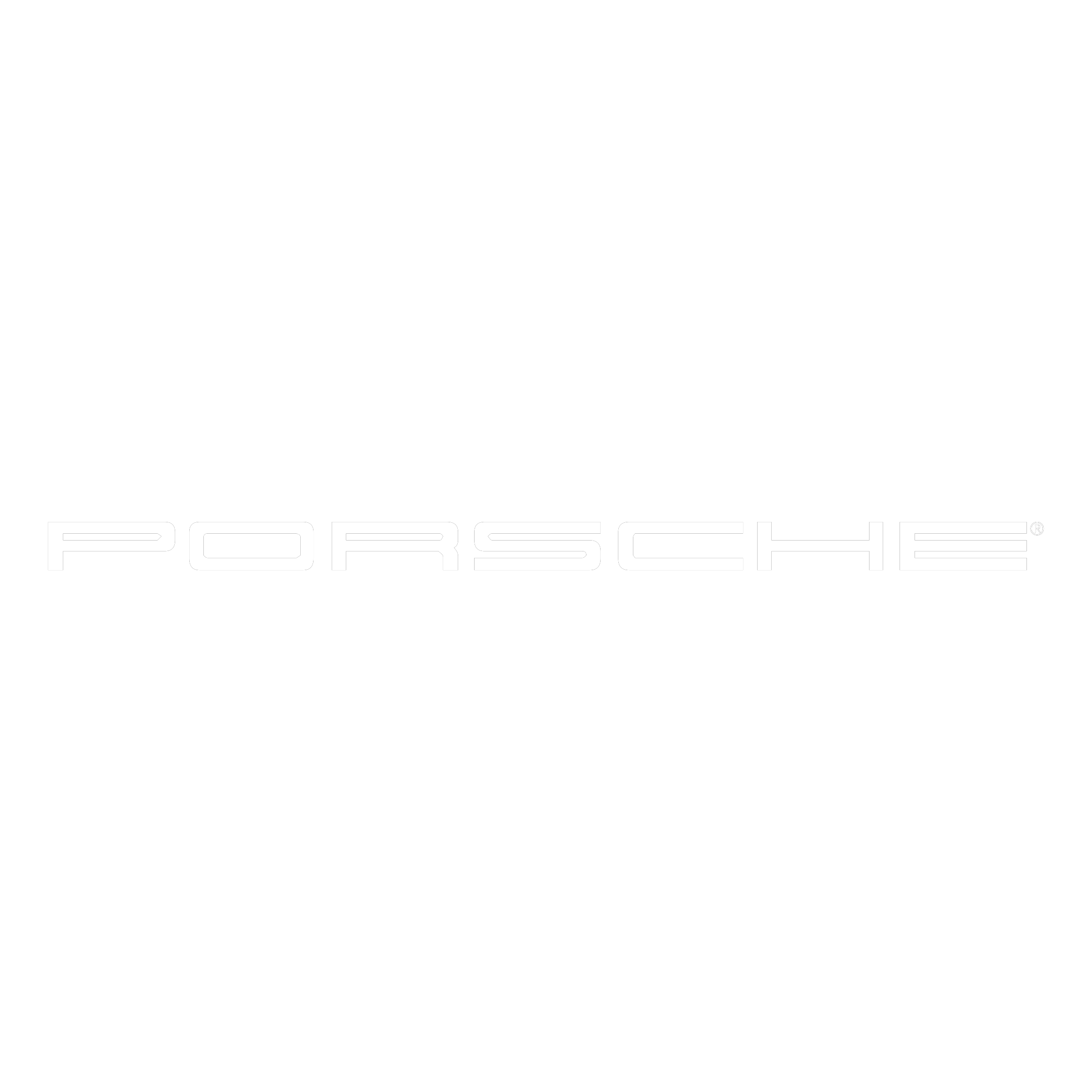 Porsche wordmark logo in white on a black background.