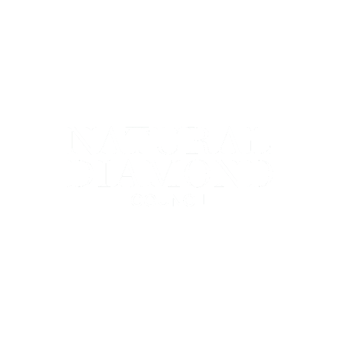 White text logo reading Natural Diamond Council on a transparent background.