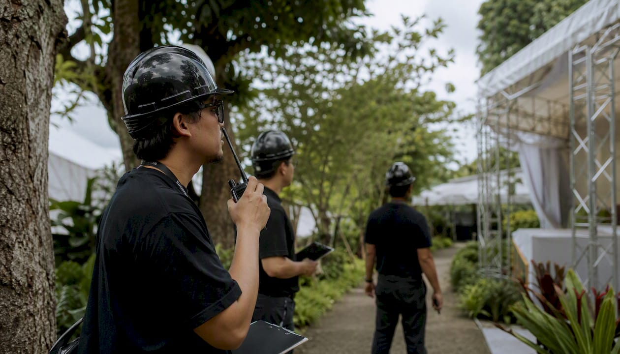 Event team inspecting site for hazards