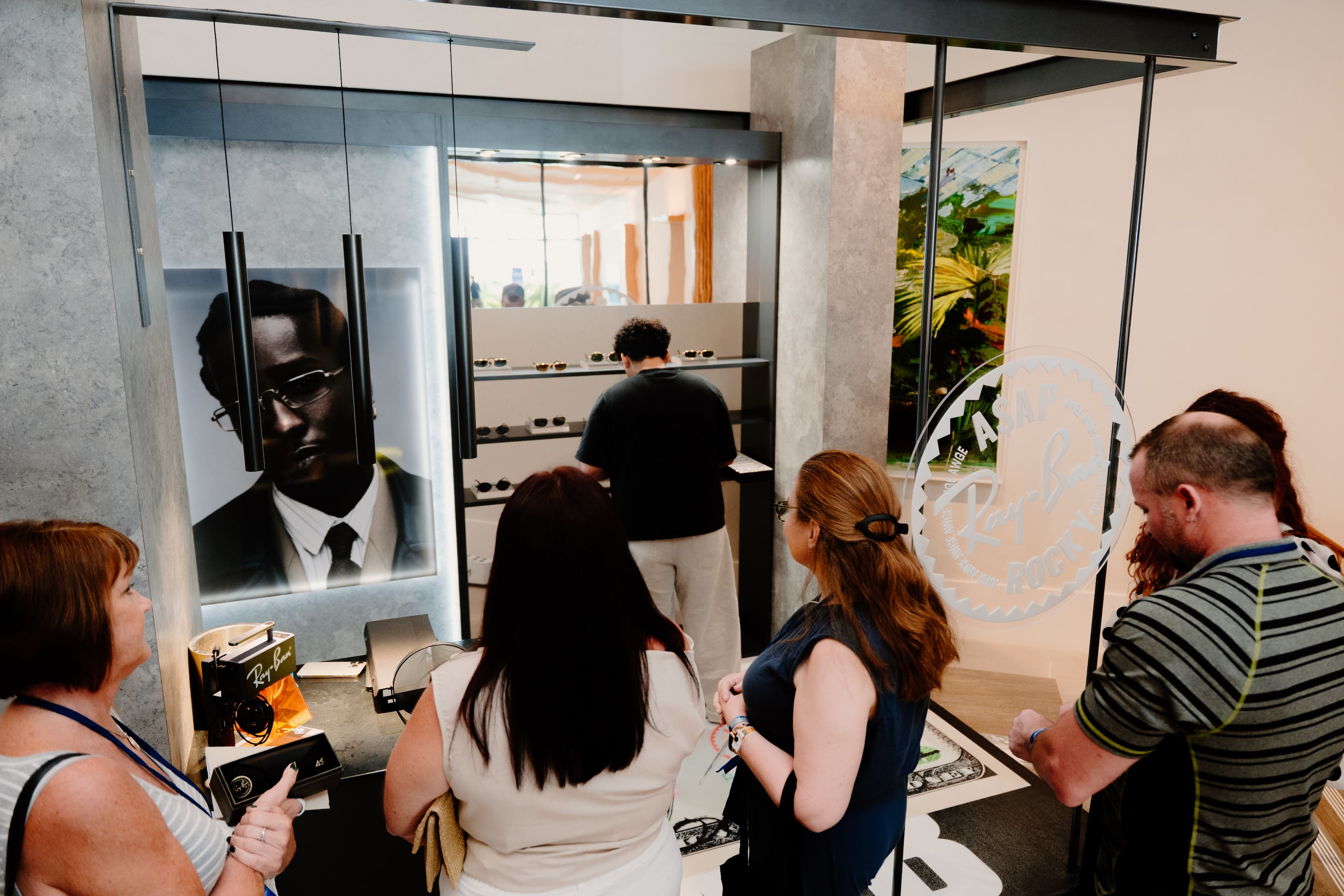 Ray-Ban A$AP Rocky Pop Up Store with guests purchasing frames