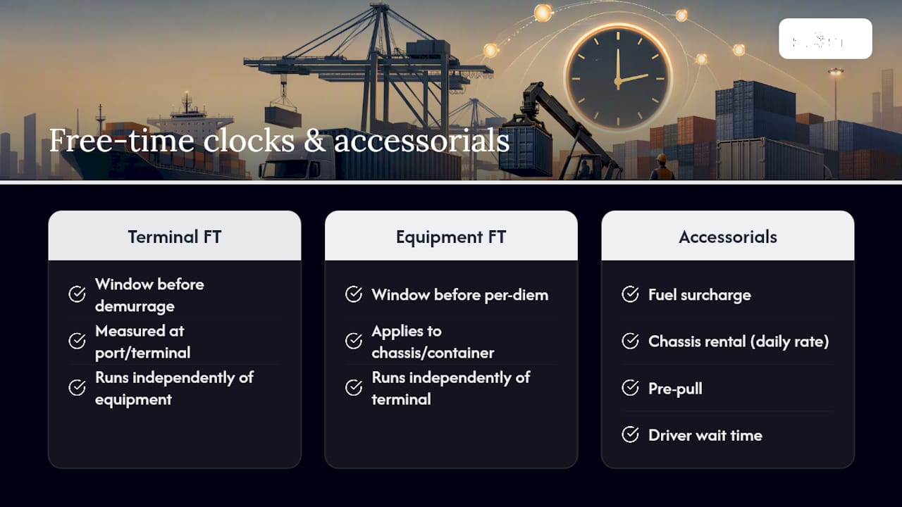 Two free-time clocks and drayage accessorials