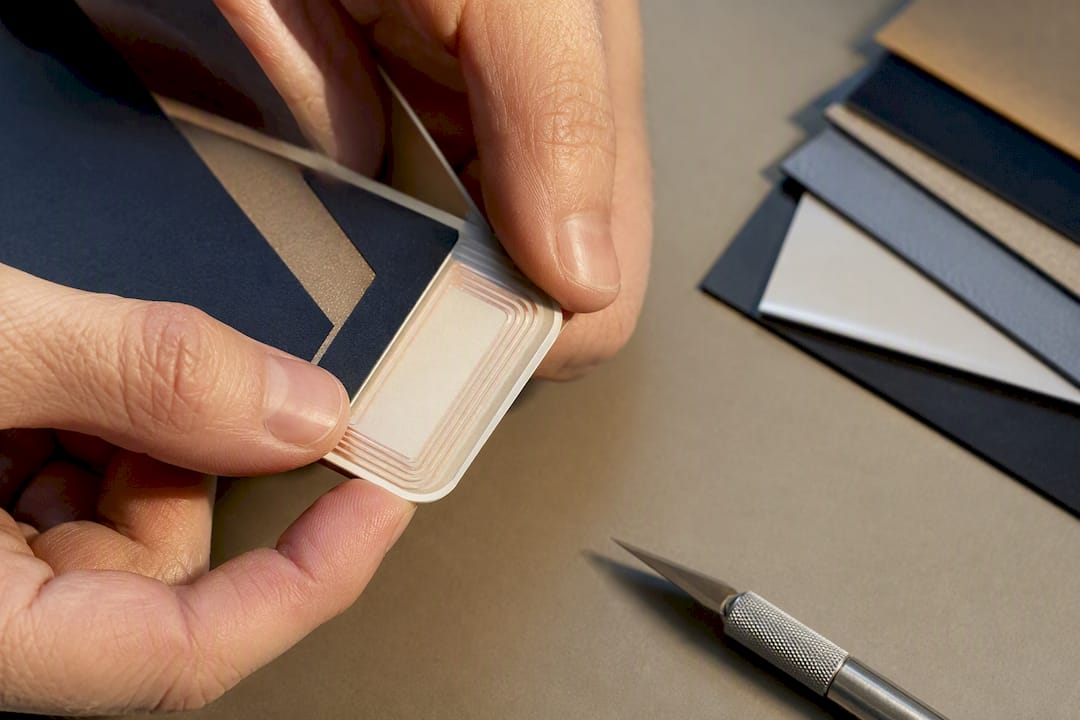 Close-up of RFID badge antenna placement
