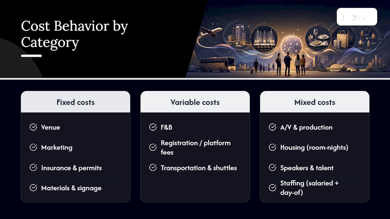 Conference budget categories by cost behavior