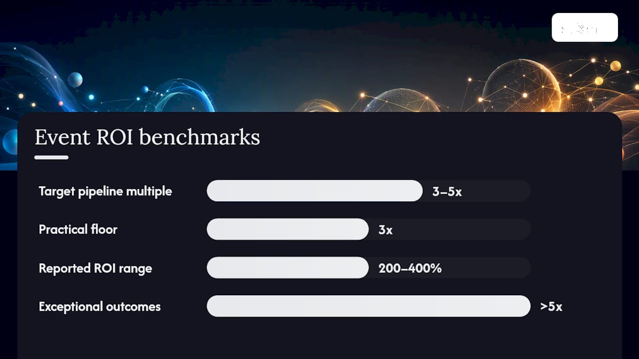 B2B event ROI benchmark range comparison