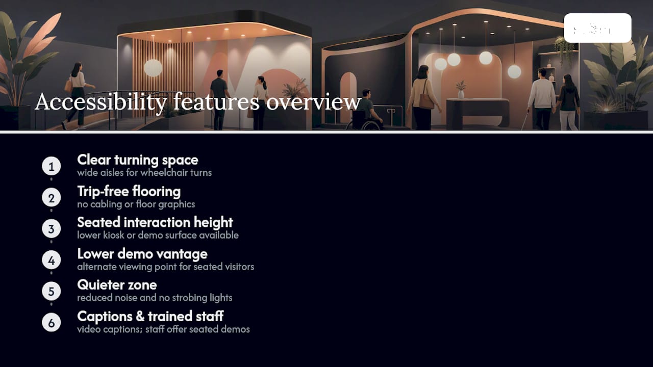 Accessible booth design feature summary