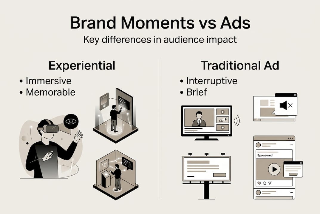 Infographic comparing brand moments and ads