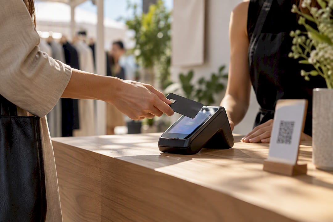 Contactless card payment at pop-up checkout