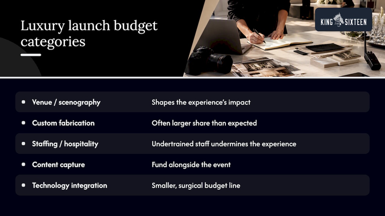 Five luxury launch budget categories