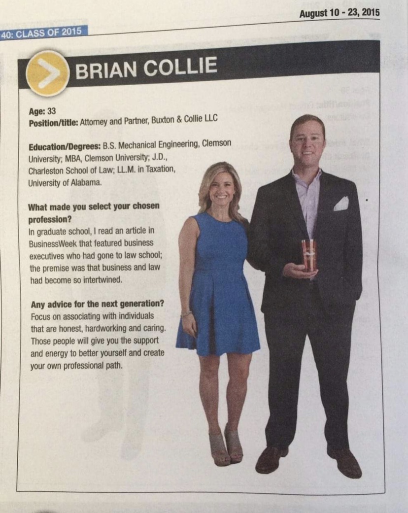 Brian Collie Named to the Charleston Regional Business Journal’s 2015 Forty Under 40