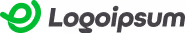 Logolipsum brand logo with green circular icon and gray text.