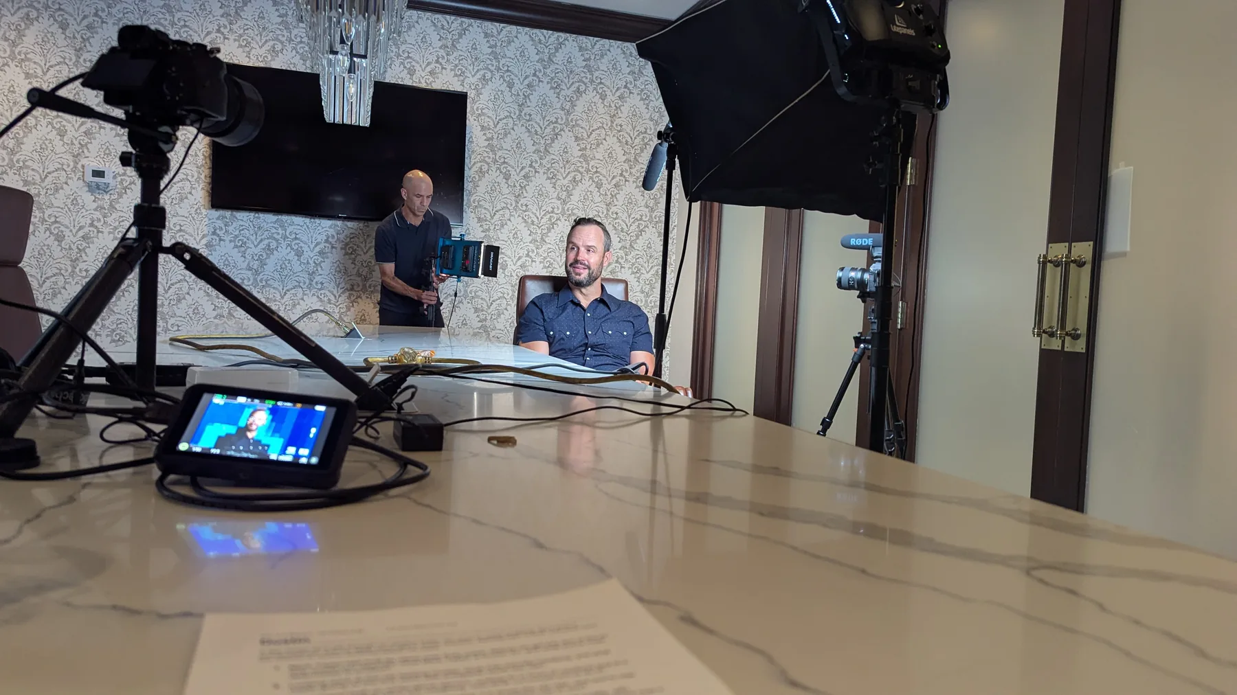 A Union crew filming an interview at Apartmentalize 2026