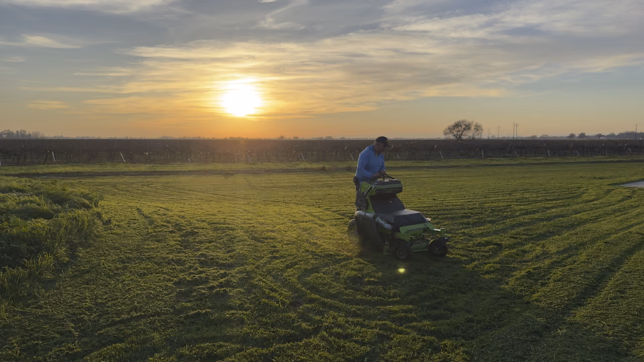 Residential lawn mowing and maintenance by E&E Lawn Care in Sacramento, California