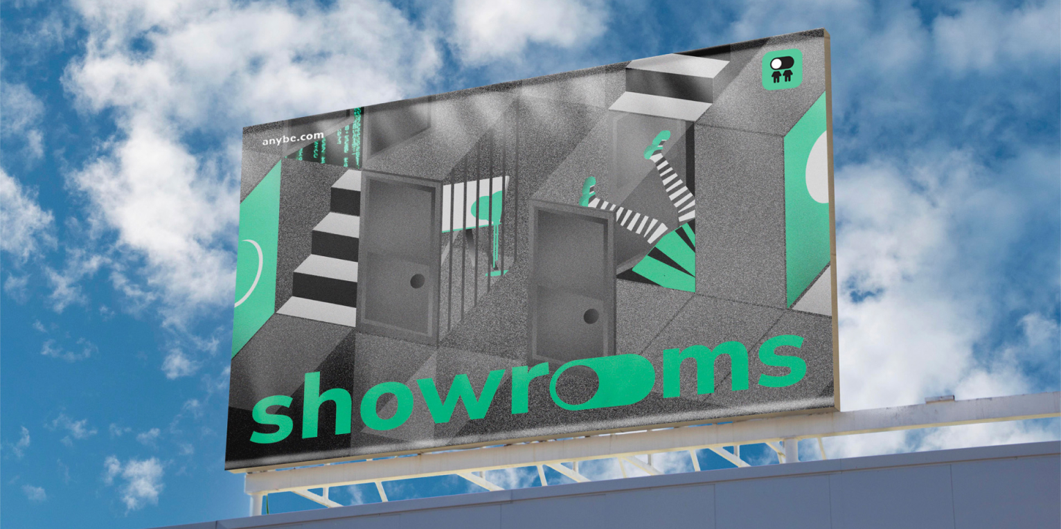 Anybe experiential elements — event brand touchpoints and visual design