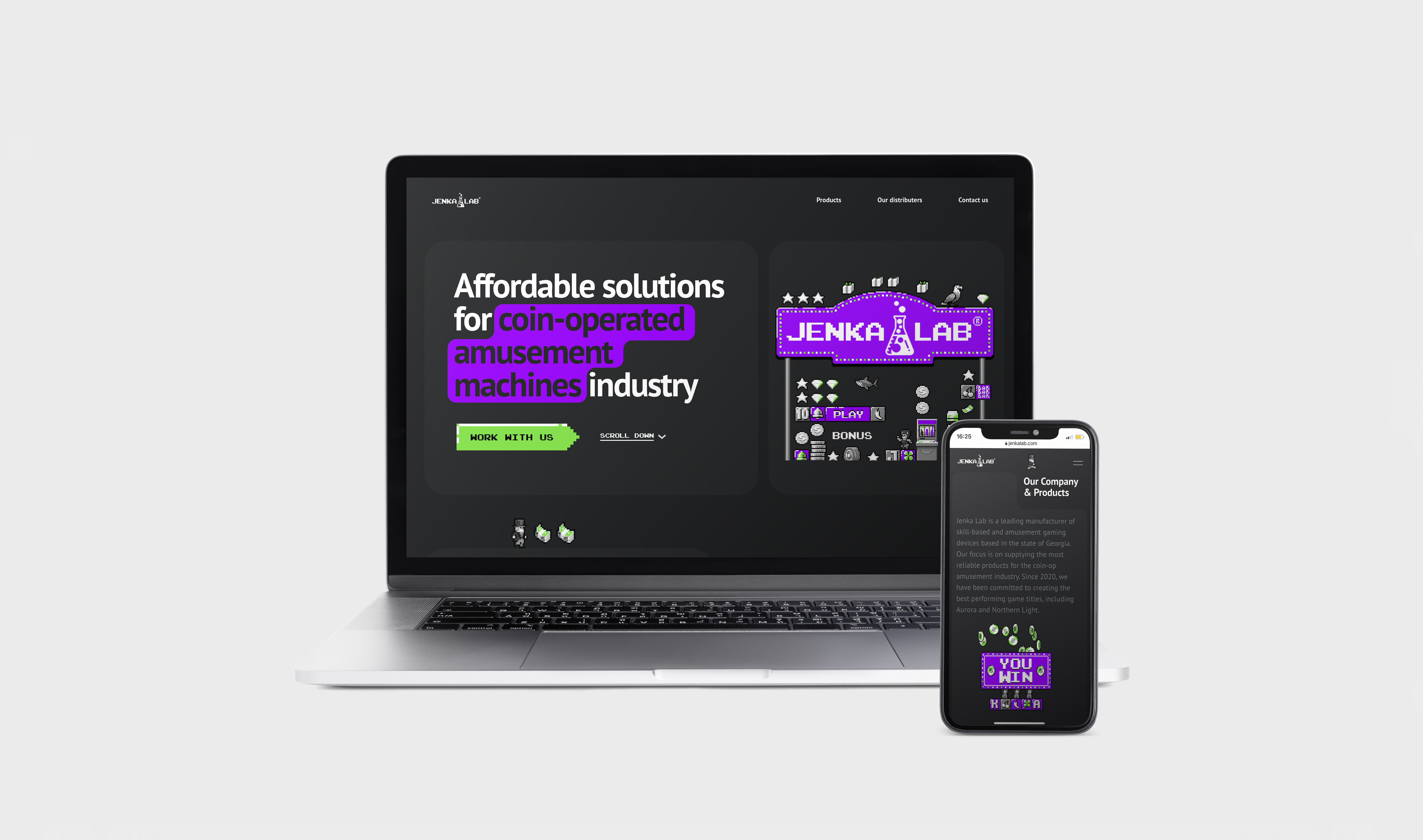 Jenka Lab platformer game interface — interactive brand experience design