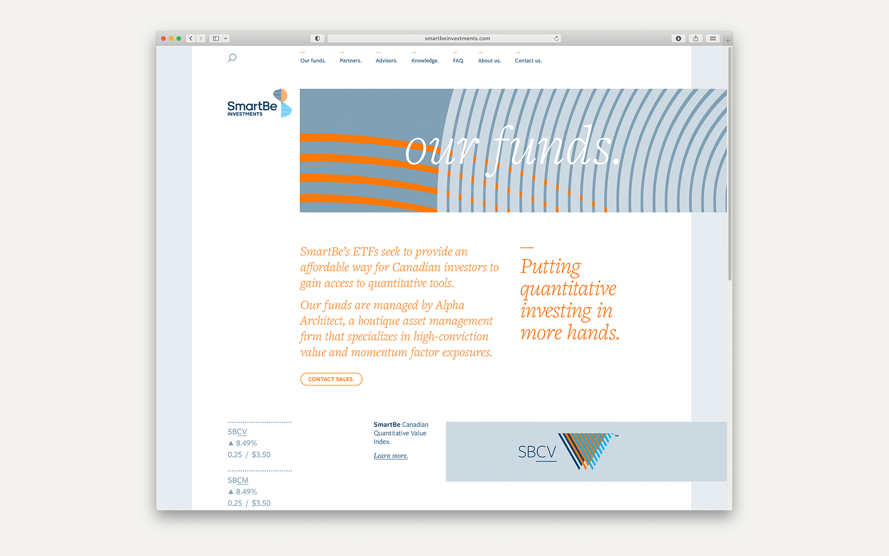 SmartBe Investments — animated website page showing brand typography system