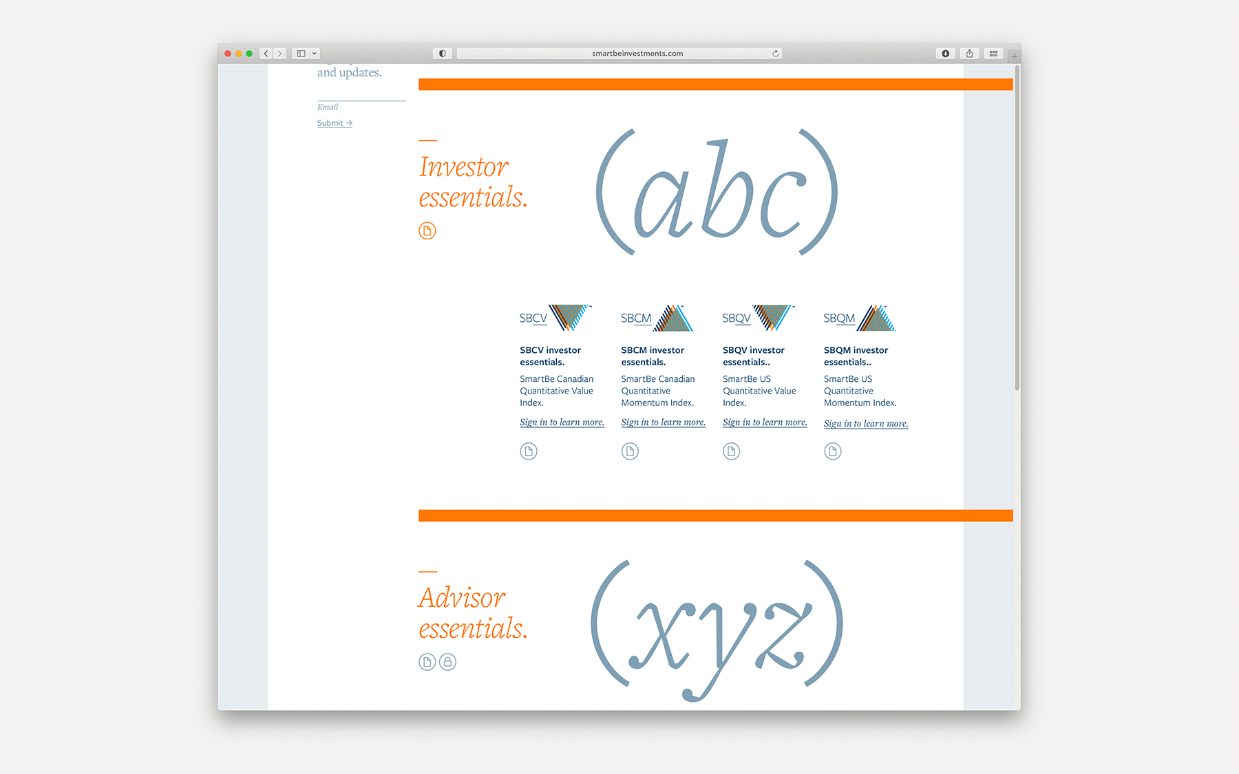 SmartBe Investments — animated website interface detail