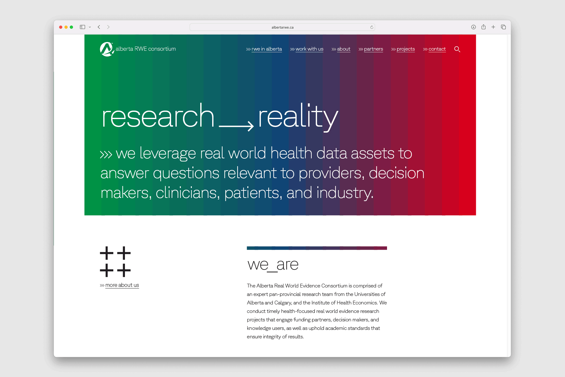 Alberta RWE Consortium — animated website interface detail
