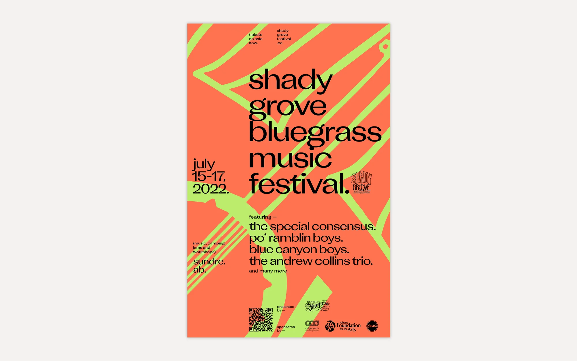 Shady Grove Bluegrass Festival — 2022 festival poster with lineup and sponsors